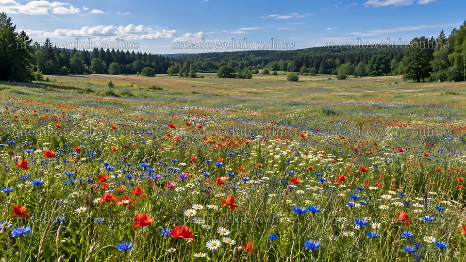 Wildflower Meadow in a Woodland Clearing – meadow photos 10324x5812