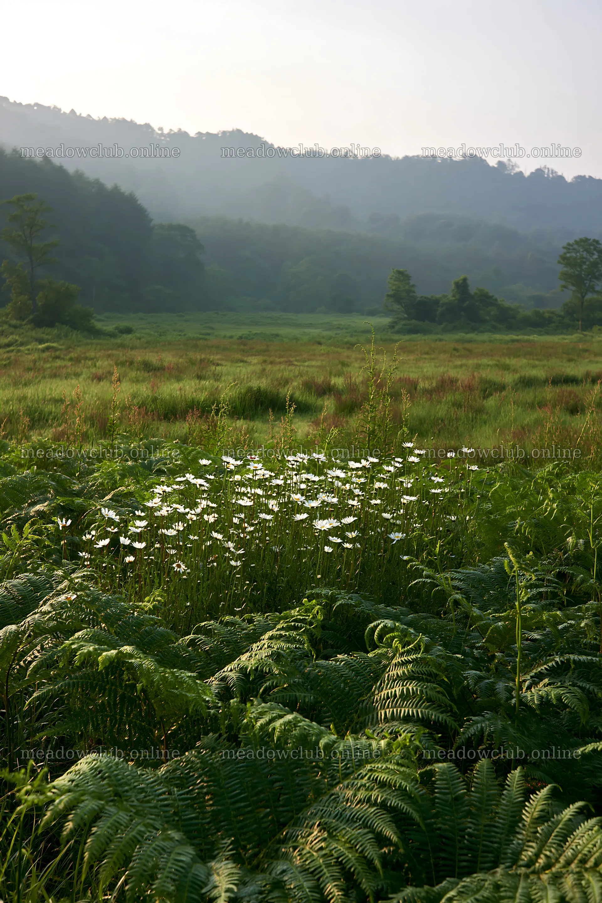 Nara summer meadow with ferns and wildflowers in the foreground – meadow photos 6480x9722