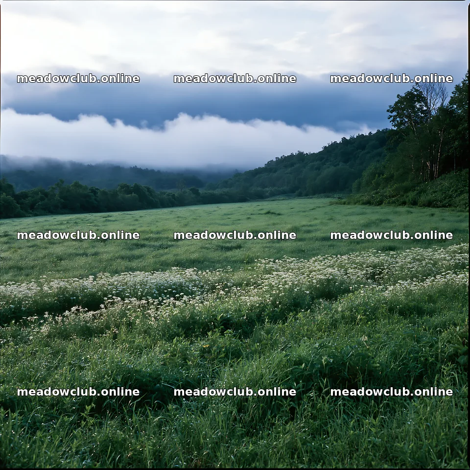 Expansive Hokkaido restoration meadow with dewdrops – meadow photos 7938x7938