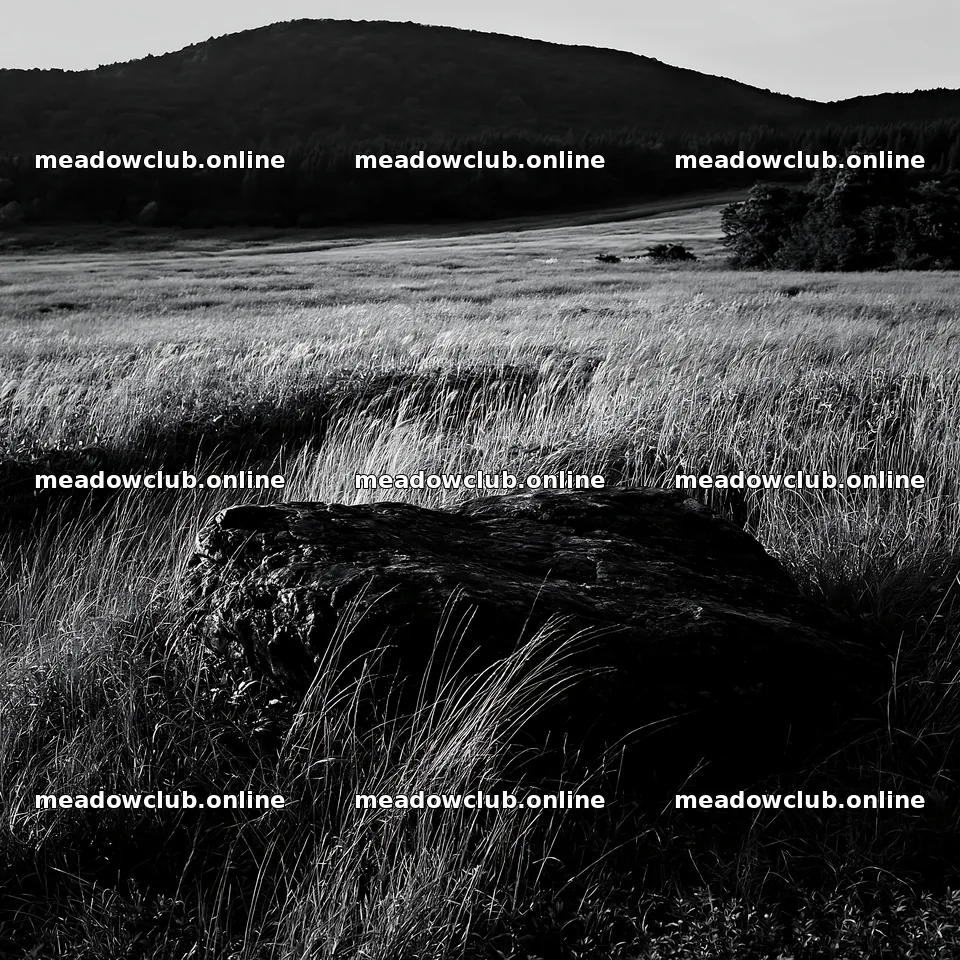 Aomori climate resilient meadow with boulder under soft light – meadow photos 7938x7938