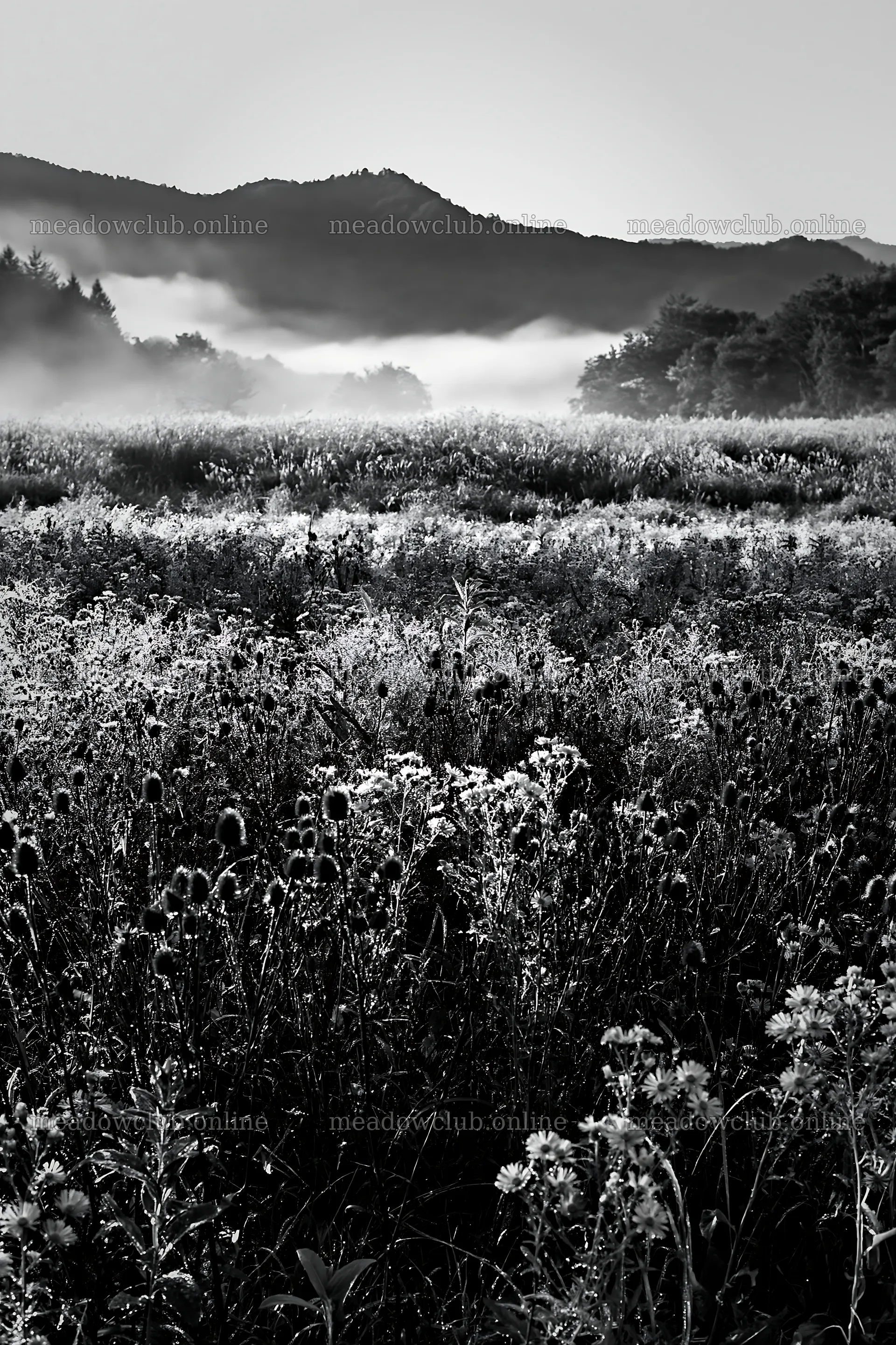 Biodiverse Nagano silver grass meadow dew in early morning light – meadow photos 6480x9722