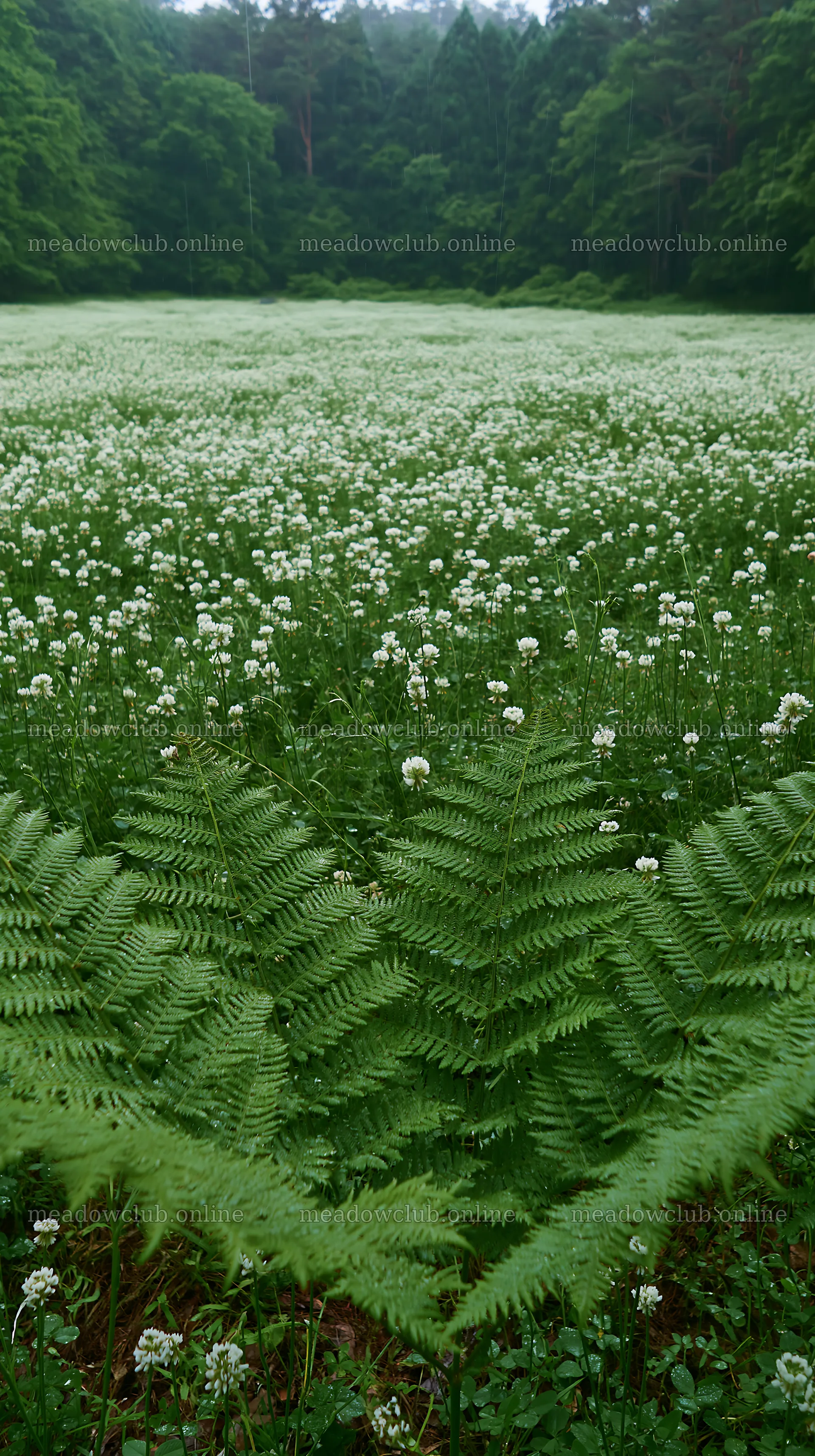 Nara summer meadow with fern foreground and flowering plants – meadow photos 5938x10608