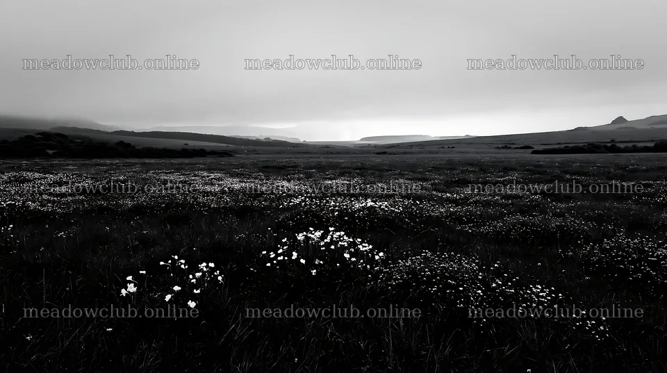 Wildflower meadow under cloudy sky with limestone hills – meadow photos 10608x5938
