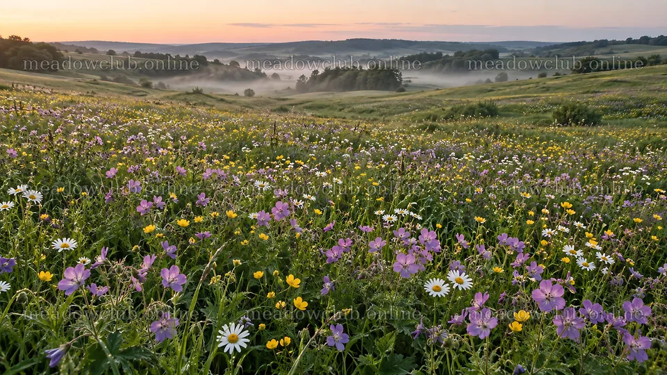 Wildflowers Across a Misty Meadow – meadow photos 10324x5812