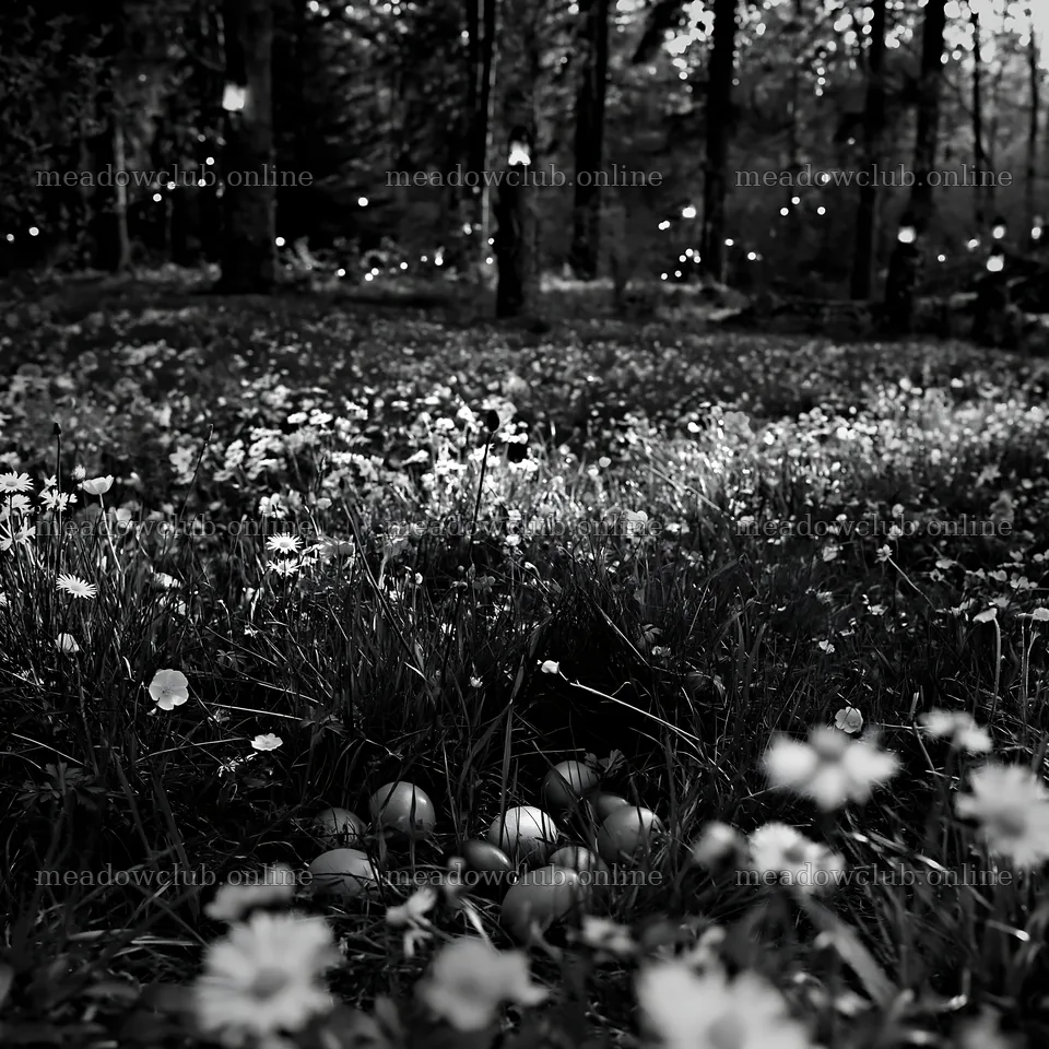 Expansive Christmas meadow with lanterns near ancient forest – meadow photos 7938x7938