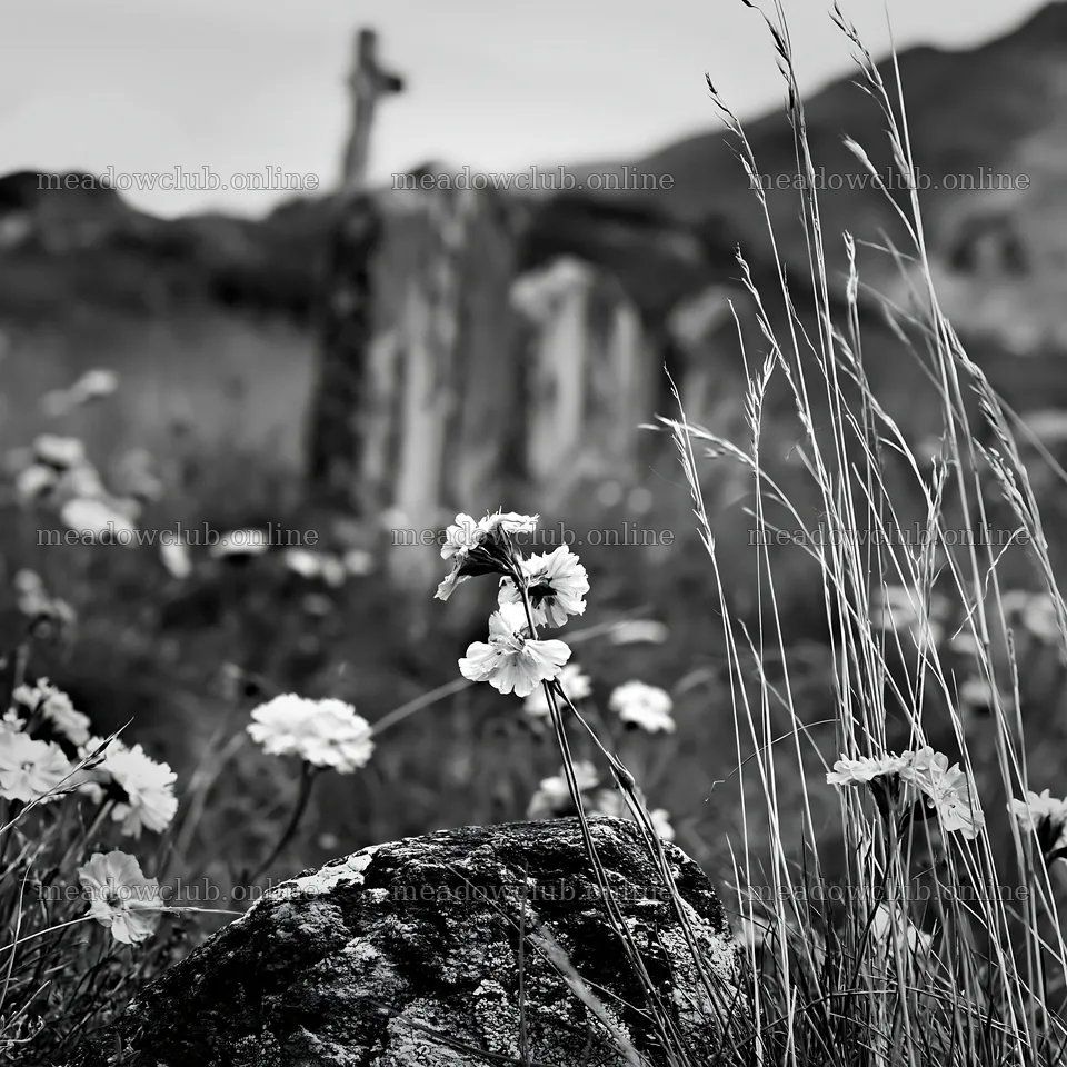 Christian cross above secluded mountain meadow – meadow photos 7938x7938