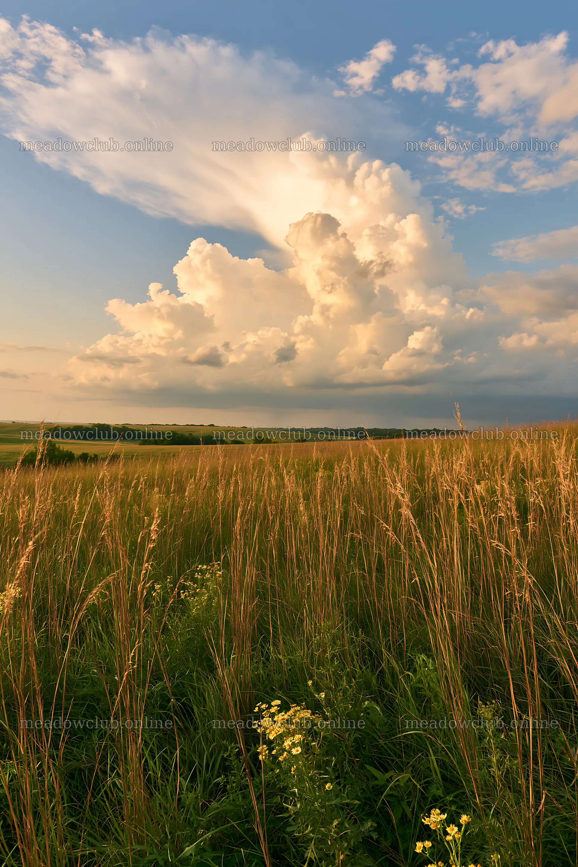 Seedhead meadow under a cloudy sky with tall grasses – meadow photos 6480x9722