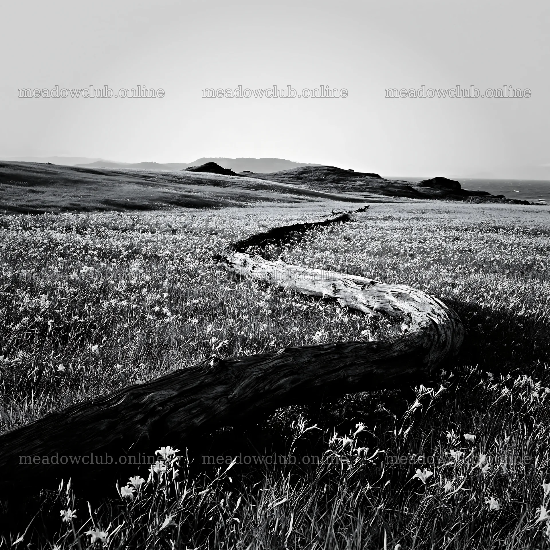 Ishikawa coastal meadow with storm washed driftwood – meadow photos 7938x7938