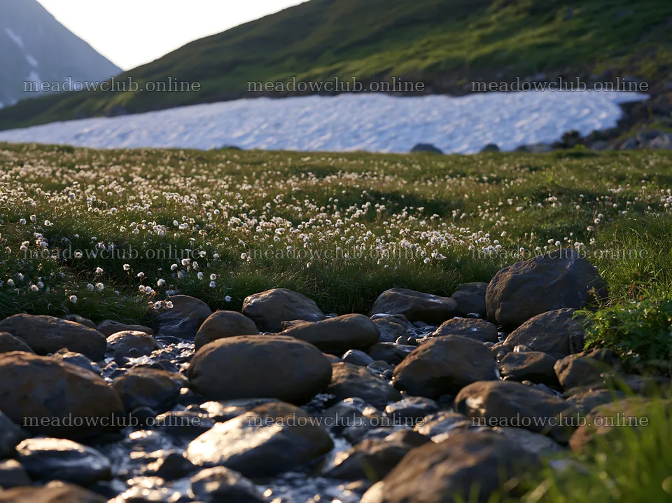 Toyama alpine meadow snowmelt rock foreground with dandelions – meadow photos 9174x6866