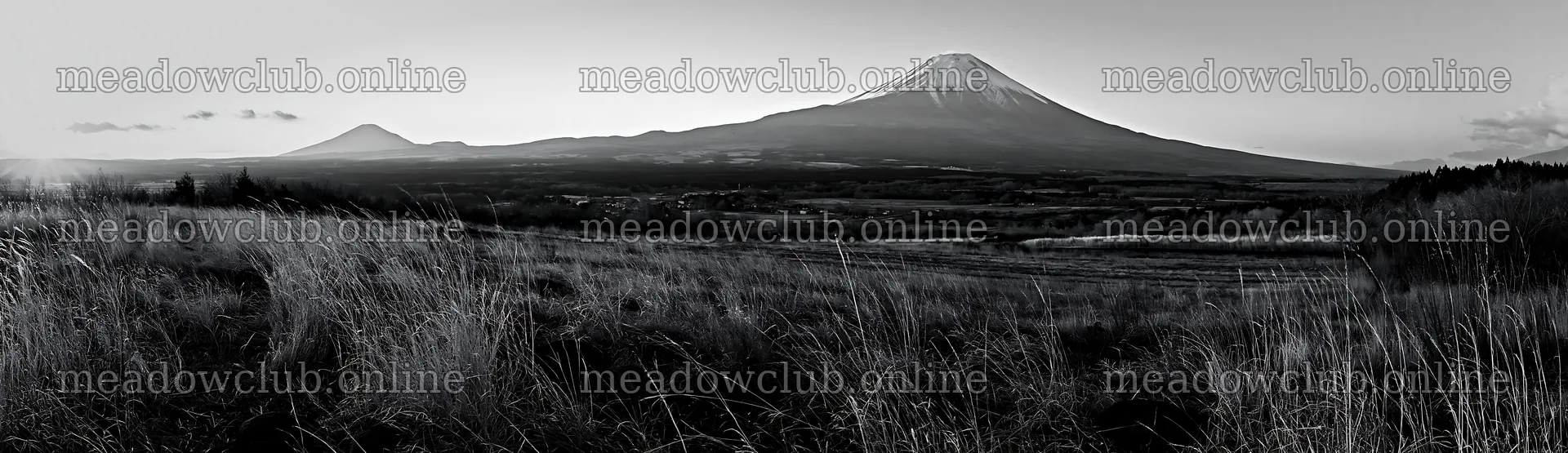 Yamanashi regenerative meadow with basalt stones at sunset – meadow photos 14762x4268
