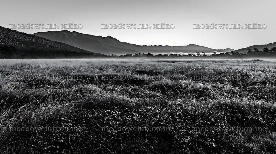 Biodiverse Nagano silver grass meadow dew under morning light – meadow photos 10608x5938