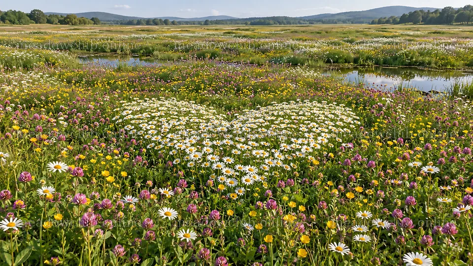 Heart-Shaped Flower Patch in a Meadow – meadow photos 10324x5812