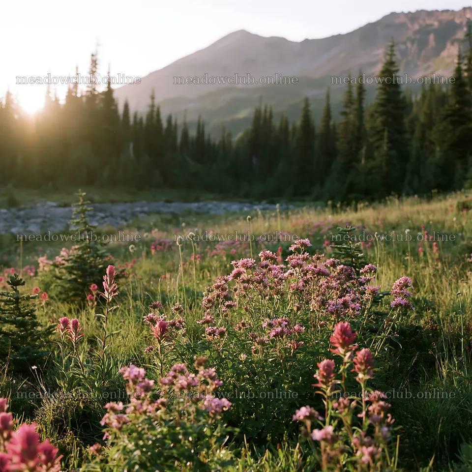 Mount Rainier wildflower meadow at sunrise – meadow photos 7938x7938