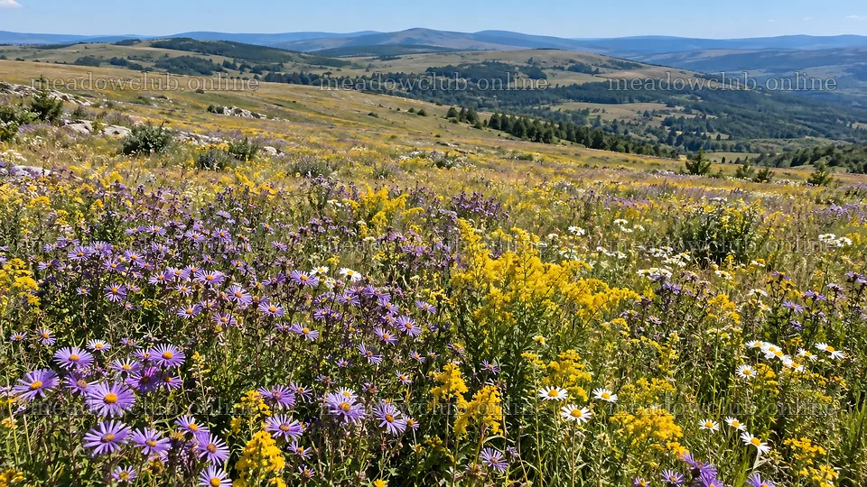 Colorful Wildflowers Across a Rolling Mountain Meadow – meadow photos 10324x5812