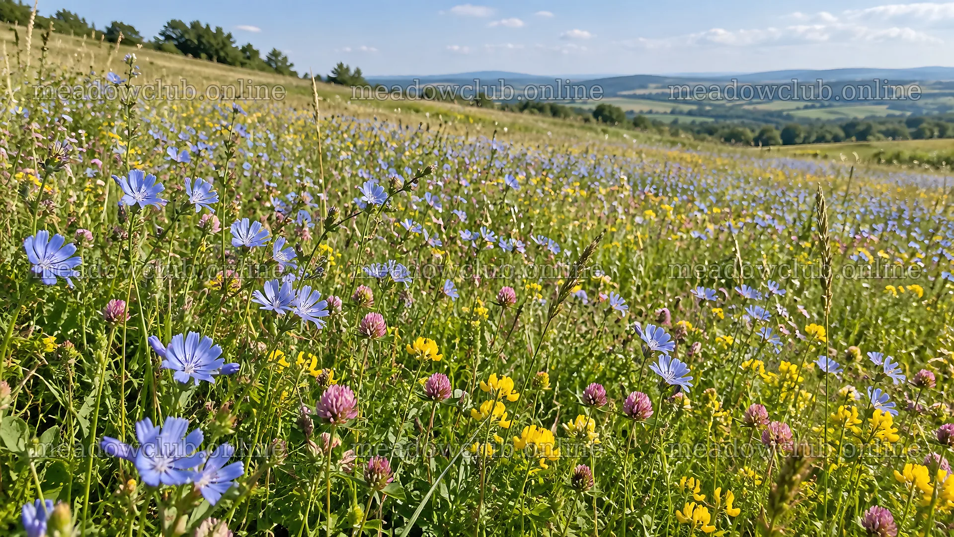 Colorful Wildflowers Across a Sunny Hillside Meadow – meadow photos 10324x5812