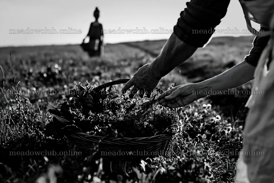 Hands reaching for flowers in a basket during a twilight gathering – meadow photos 9722x6480