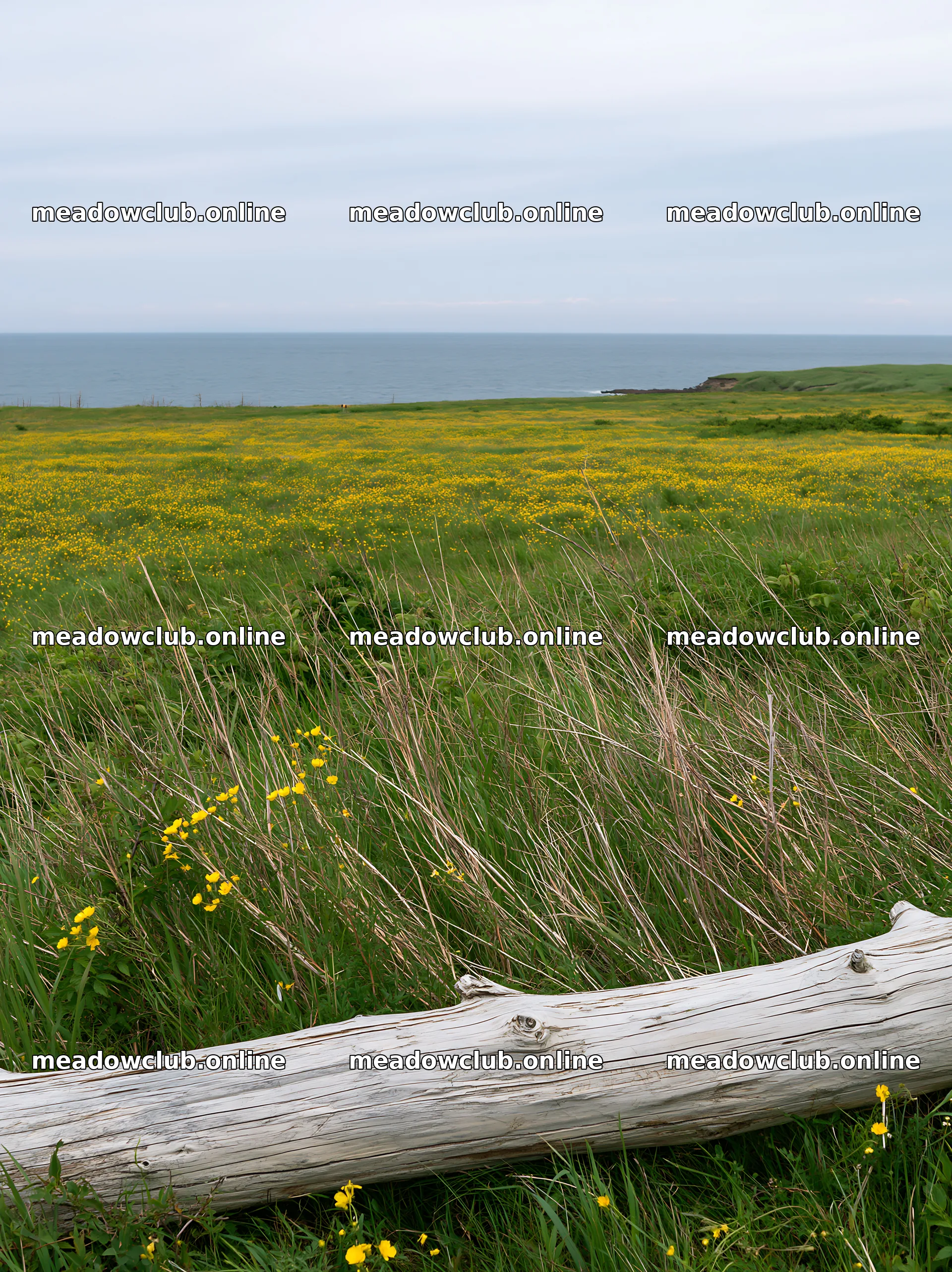Chiba coastal climate meadow with driftwood at the foreground – meadow photos 6866x9174