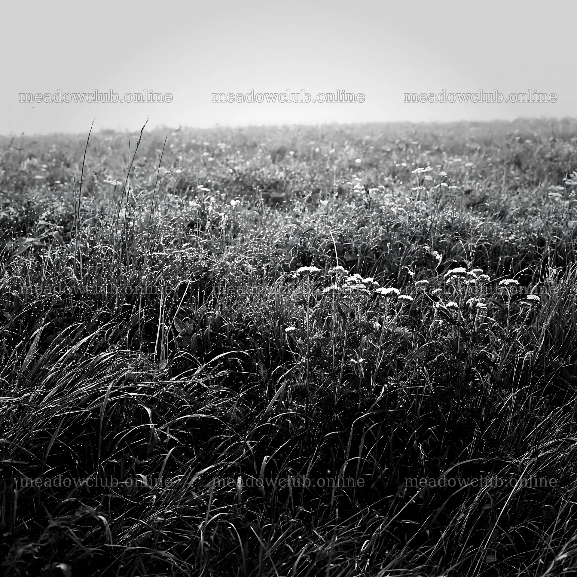 Expansive Hokkaido restoration meadow with dewdrops – meadow photos 7938x7938
