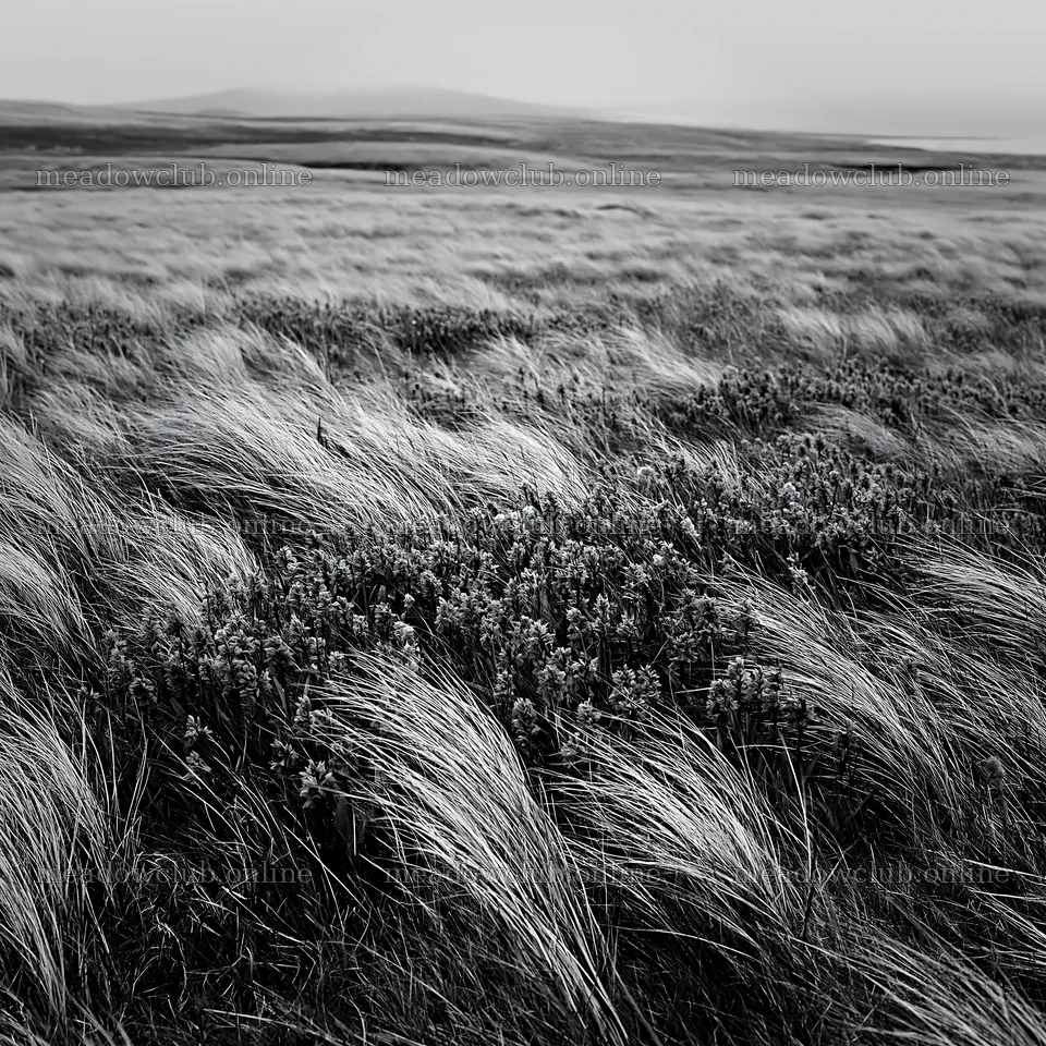Wild orchid meadow in black and white open landscape – meadow photos 7938x7938