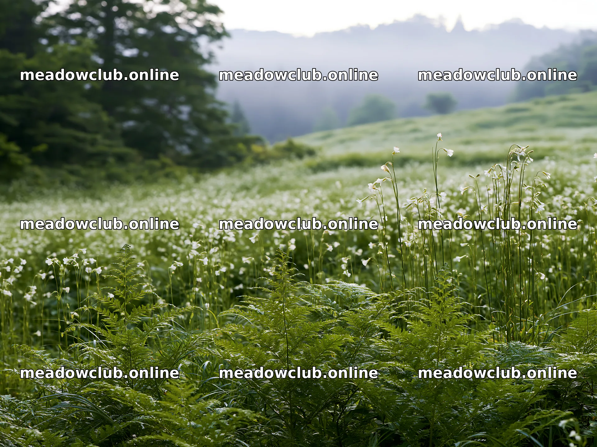 Tokushima mountain meadow fern frond foreground with flowers – meadow photos 9174x6866