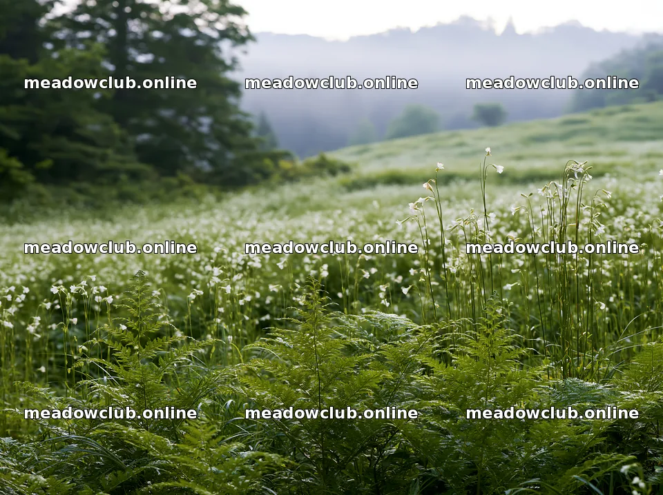 Tokushima mountain meadow fern frond foreground with flowers – meadow photos 9174x6866