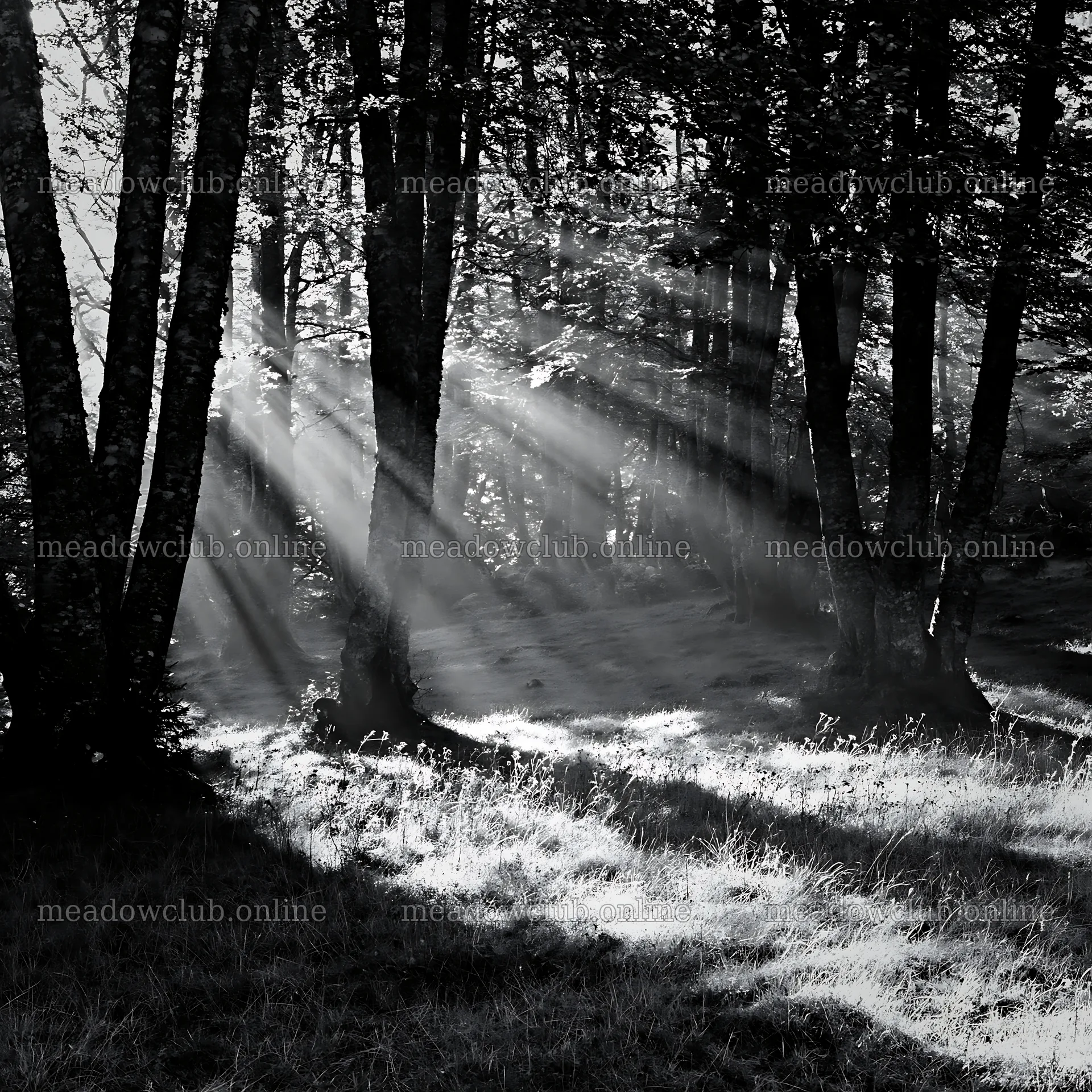 Sunrays filtering through trees in Picos de Europa meadow – meadow photos 7938x7938