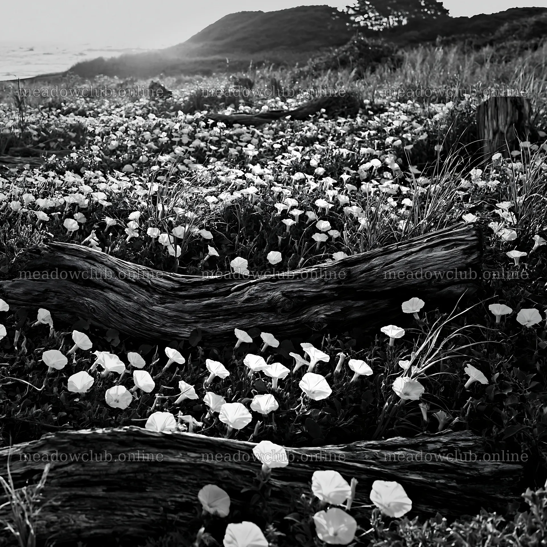 Chiba coastal climate meadow with driftwood and flowers – meadow photos 7938x7938