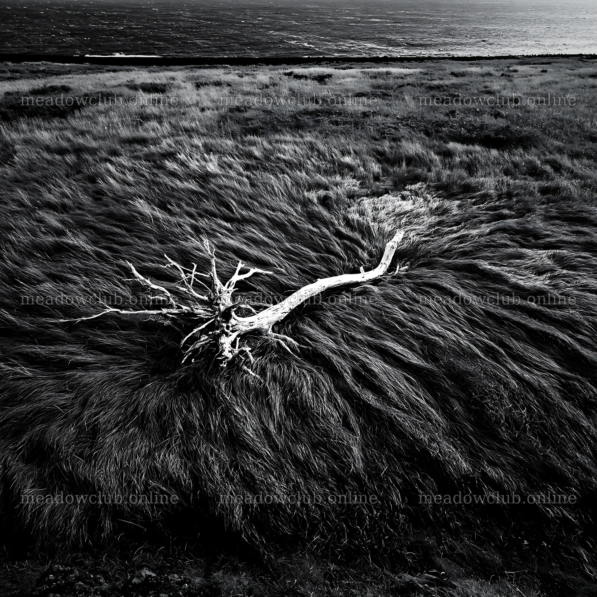 Driftwood on Ishikawa coastal meadow after storm – meadow photos 7938x7938