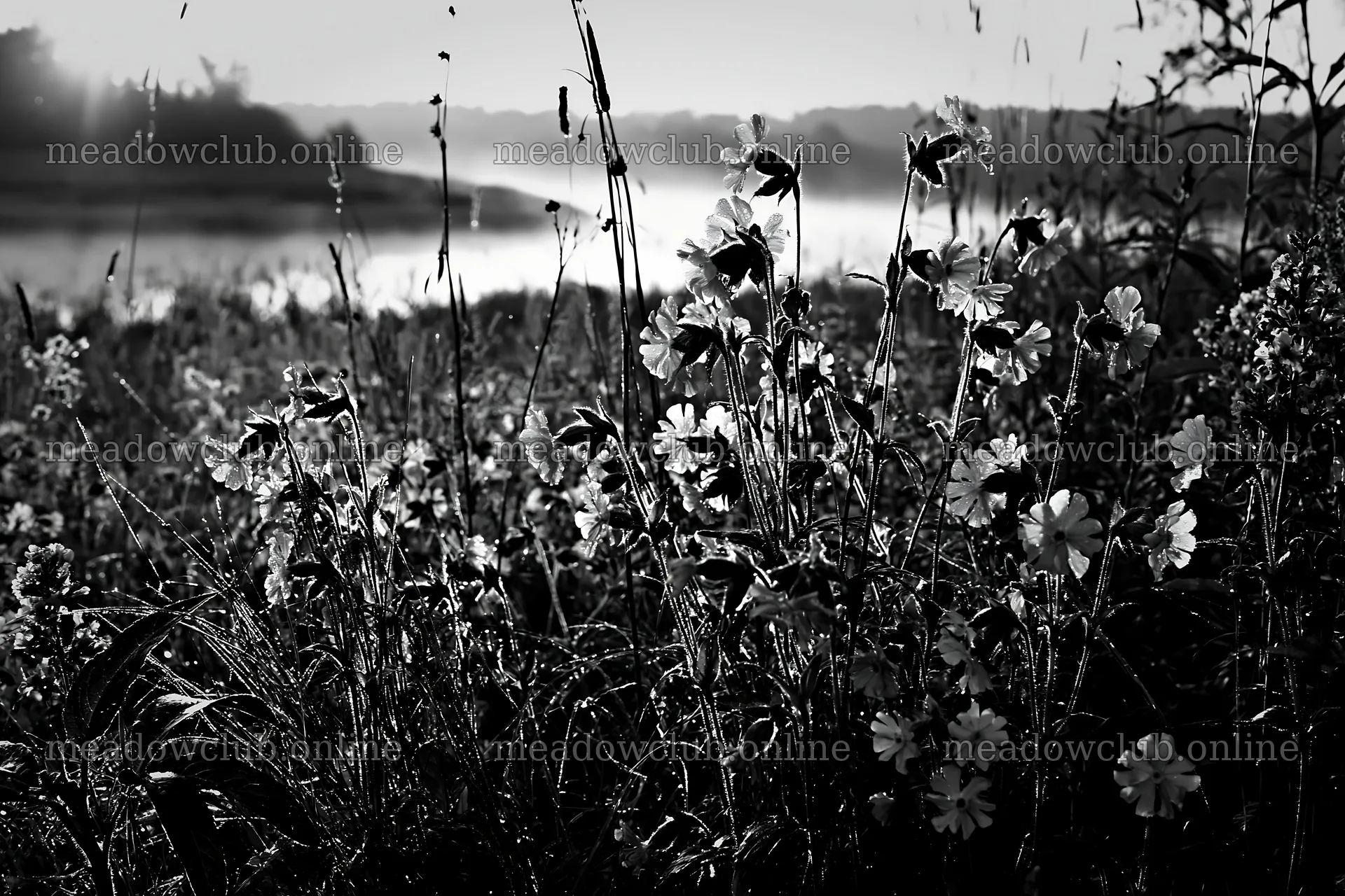 Sunlit lakeside meadow with wildflowers and tall grass – meadow photos 9722x6480