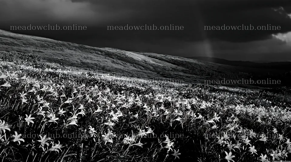 Kirigamine highland daylily meadow under dark clouds – meadow photos 10608x5938