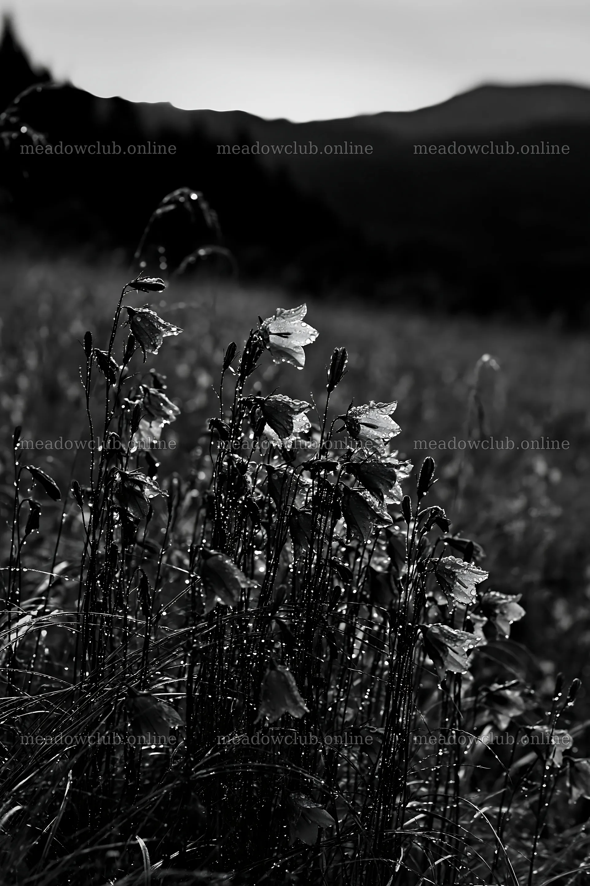 Fukui native grass meadow rain droplets on bellflowers – meadow photos 6480x9722
