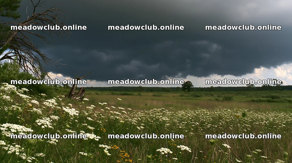 Fukushima native meadow with weathered stump under dark clouds – meadow photos 10608x5938