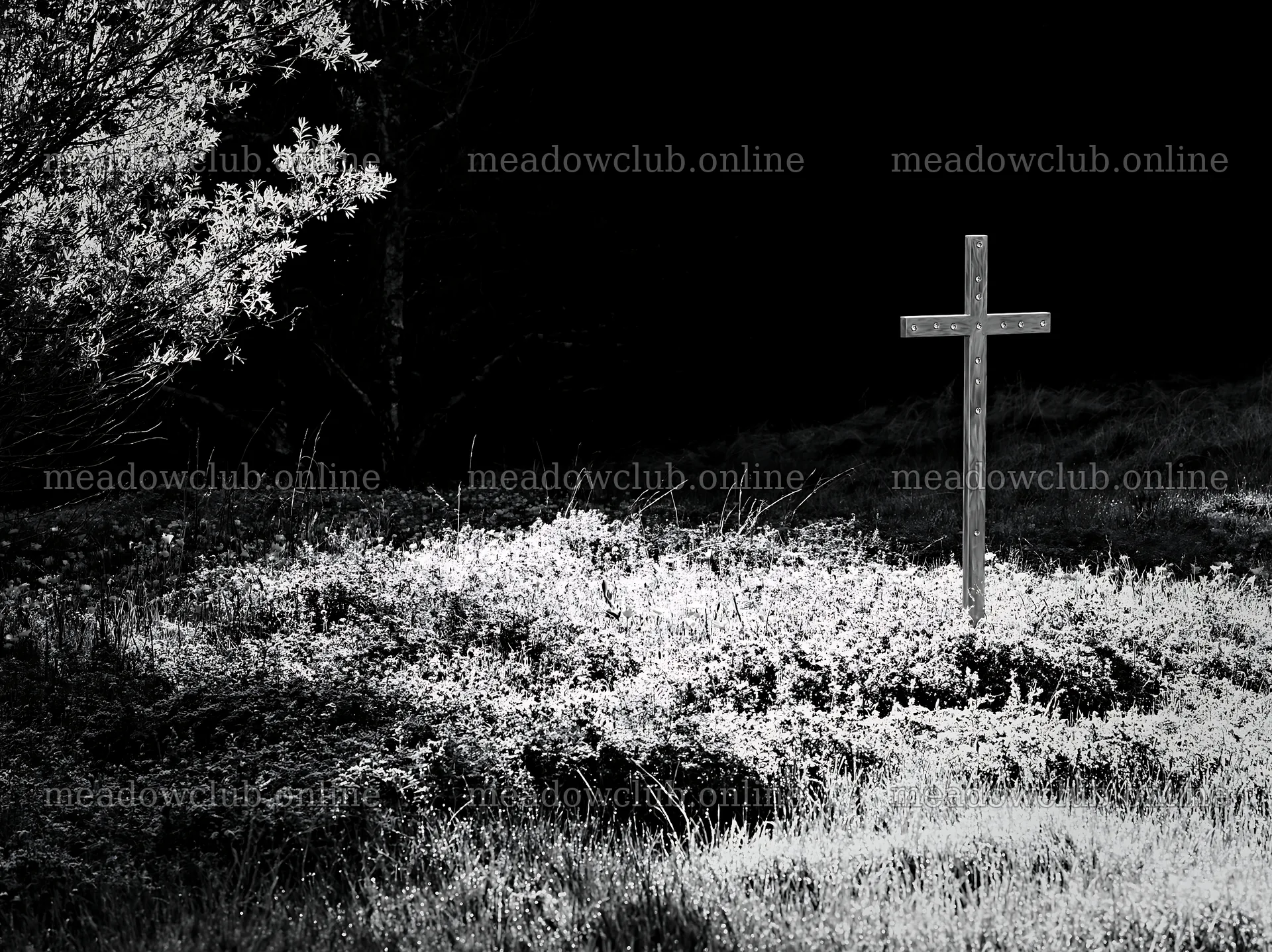 Christian cross on frost covered meadow in winter – meadow photos 9174x6866