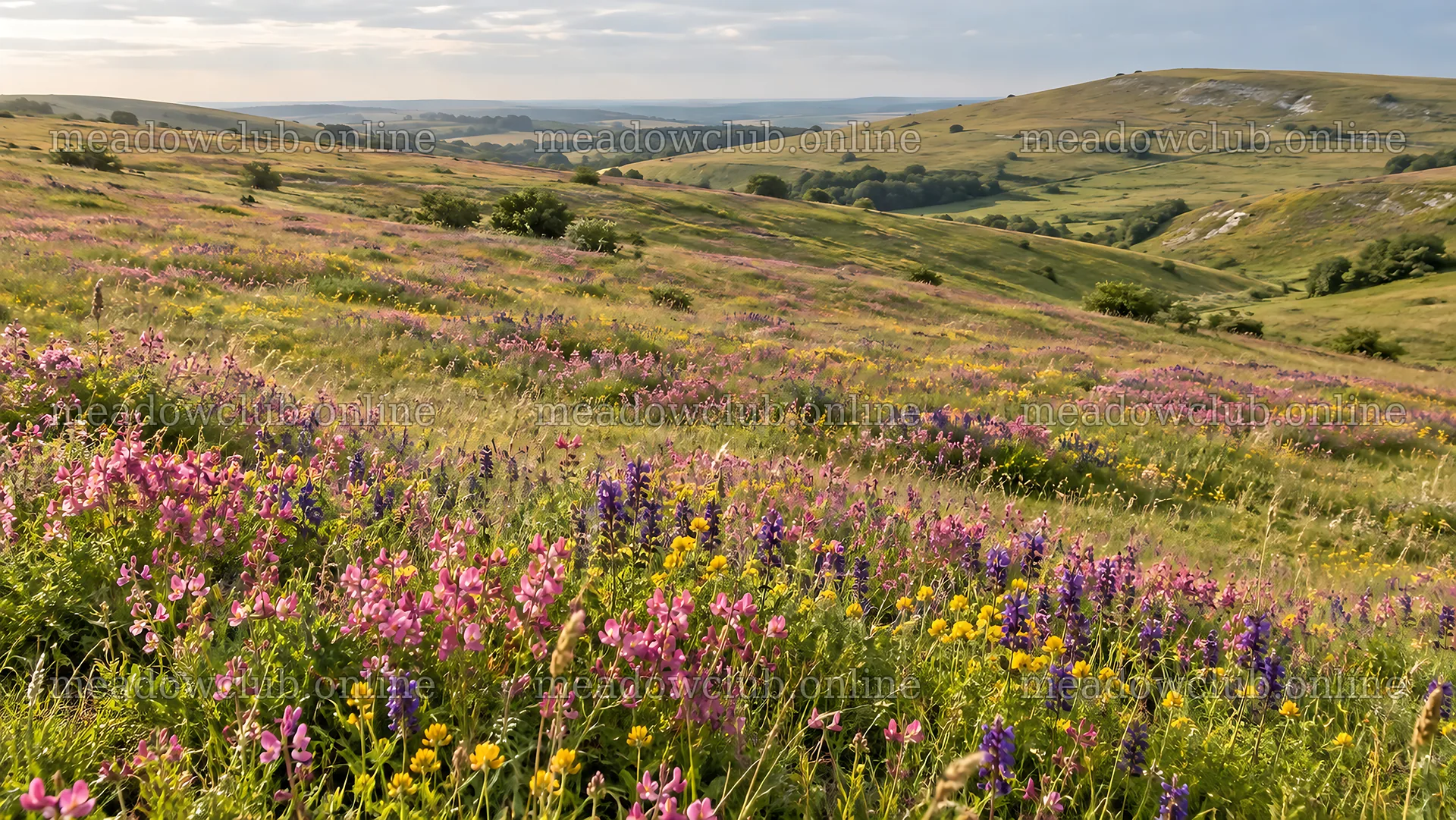 Colorful Wildflowers Across a Rolling Meadow – meadow photos 10324x5812