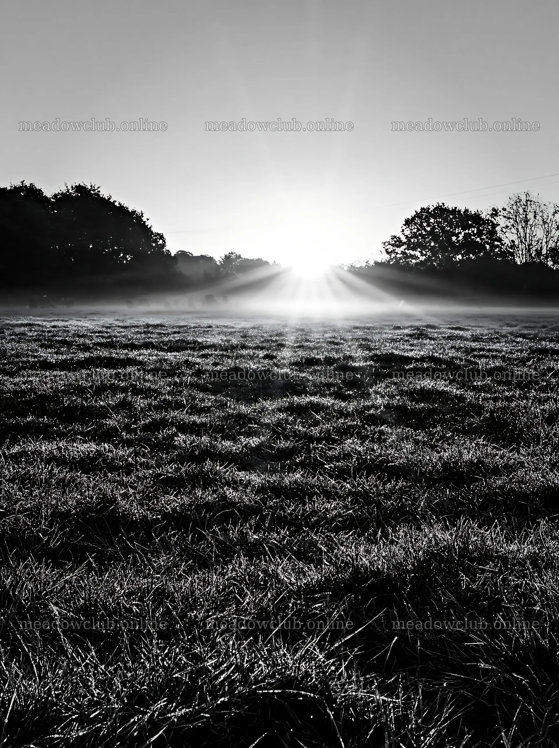 Frosty meadow at sunrise with morning mist – meadow photos 6866x9174