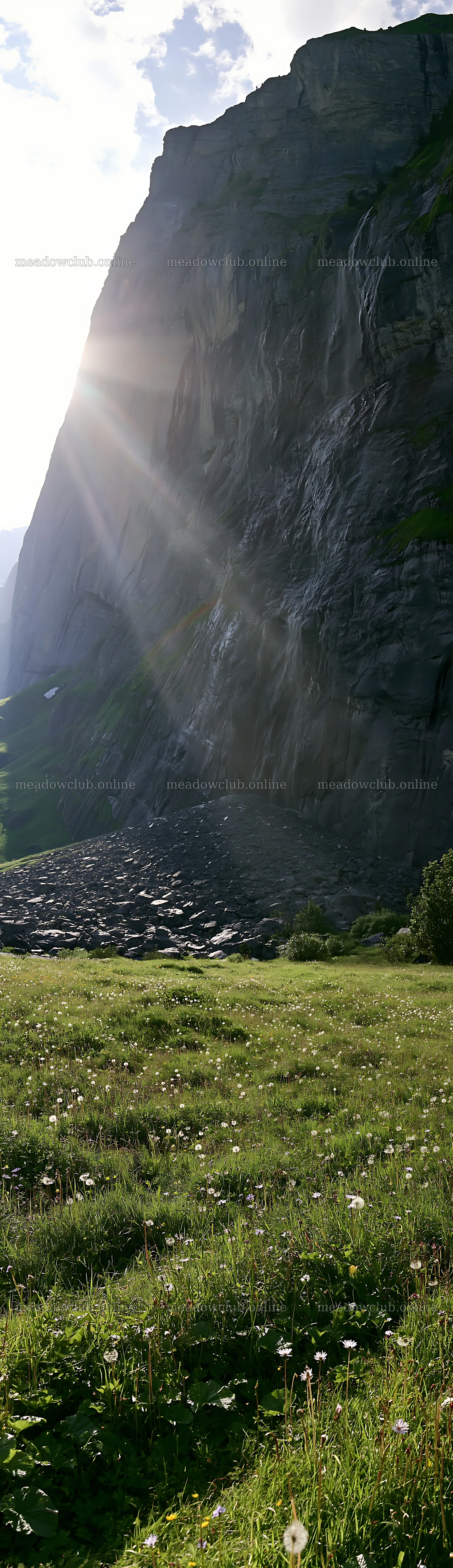 Lauterbrunnen Valley meadow light rays create stunning view – meadow photos 4268x14762