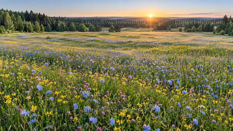 Wildflower Meadow in a Forest Clearing – meadow photos 10324x5812
