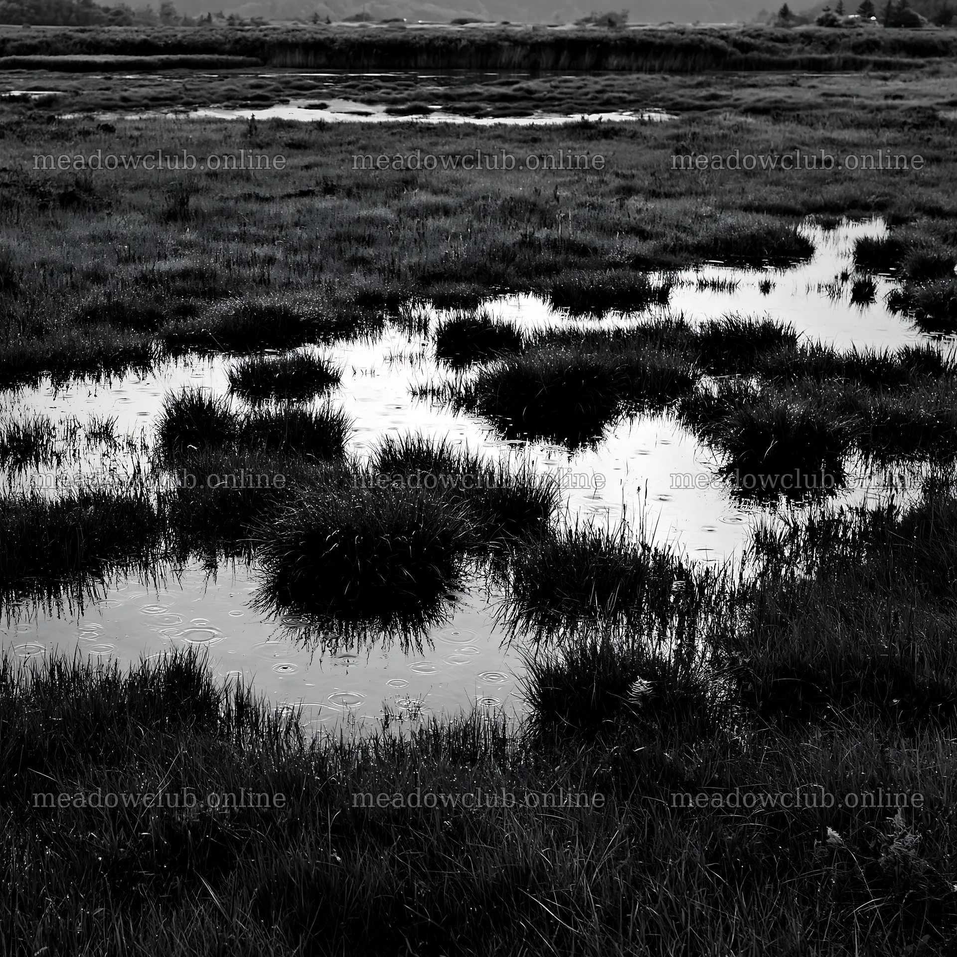Fukui native grass meadow rain droplets reflect over wet ground – meadow photos 7938x7938