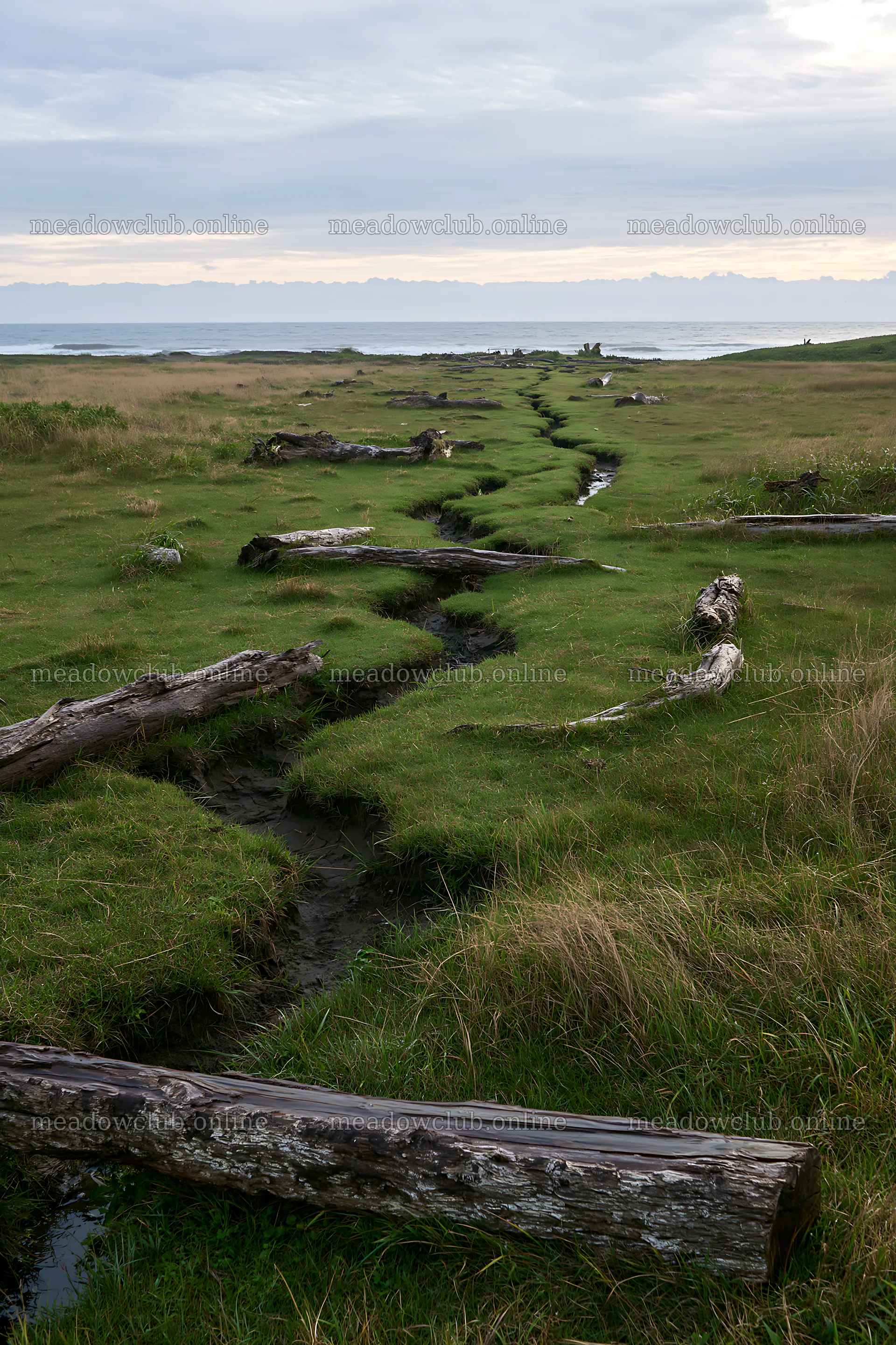 Ishikawa coastal meadow storm washed driftwood on grass – meadow photos 6480x9722
