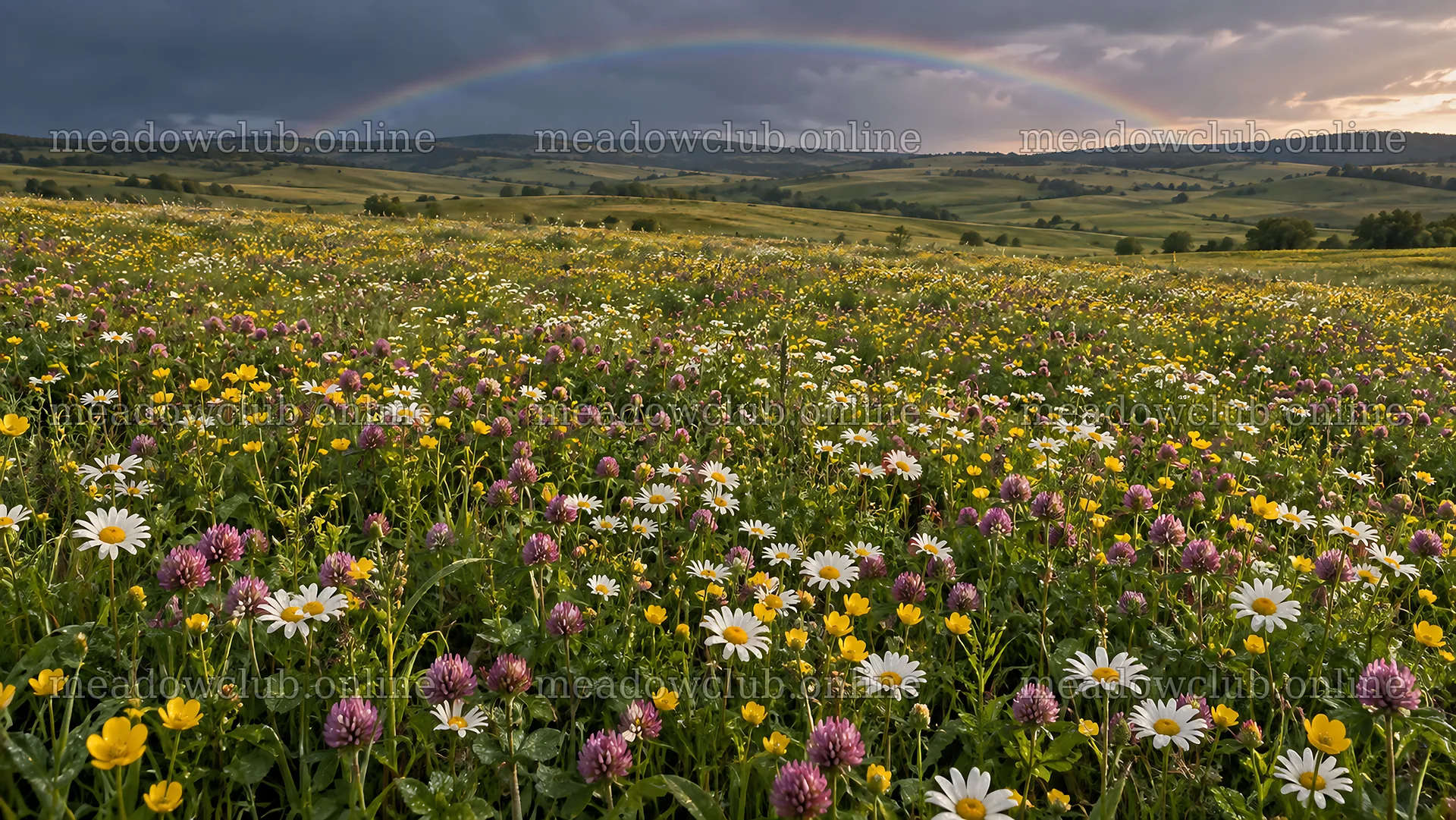 Dark Clouds Above a Wildflower Meadow – meadow photos 10324x5812