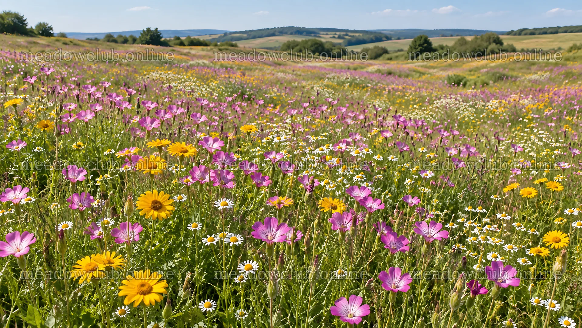 Colorful Wildflowers Across a Rolling Meadow – meadow photos 10324x5812