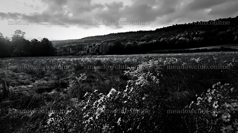 Autumn meadow with grass and trees under cloudy sky – meadow photos 10608x5938
