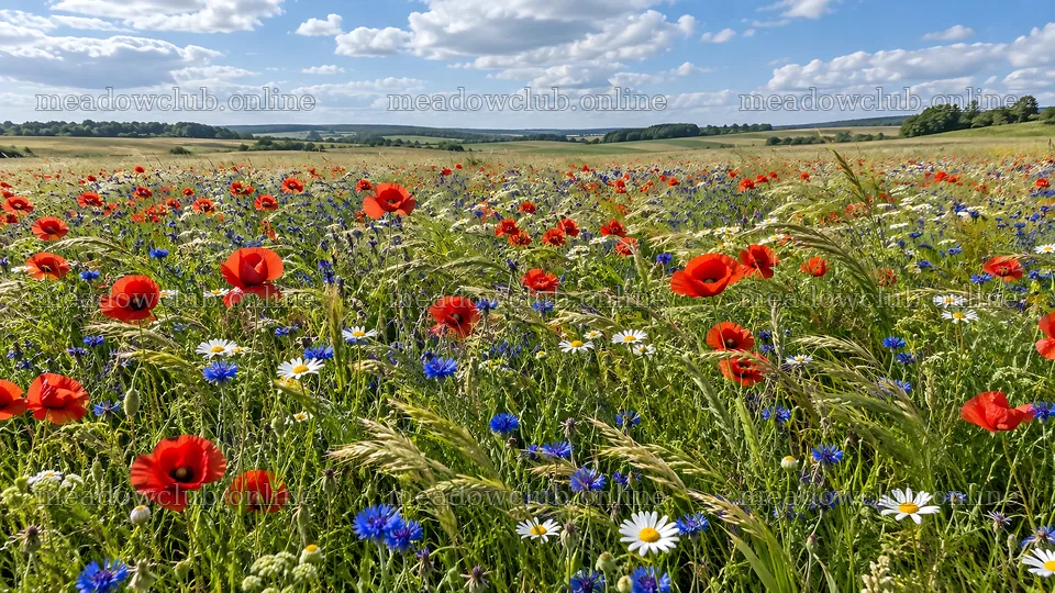 Red Poppies and Wildflowers Across a Meadow – meadow photos 10324x5812