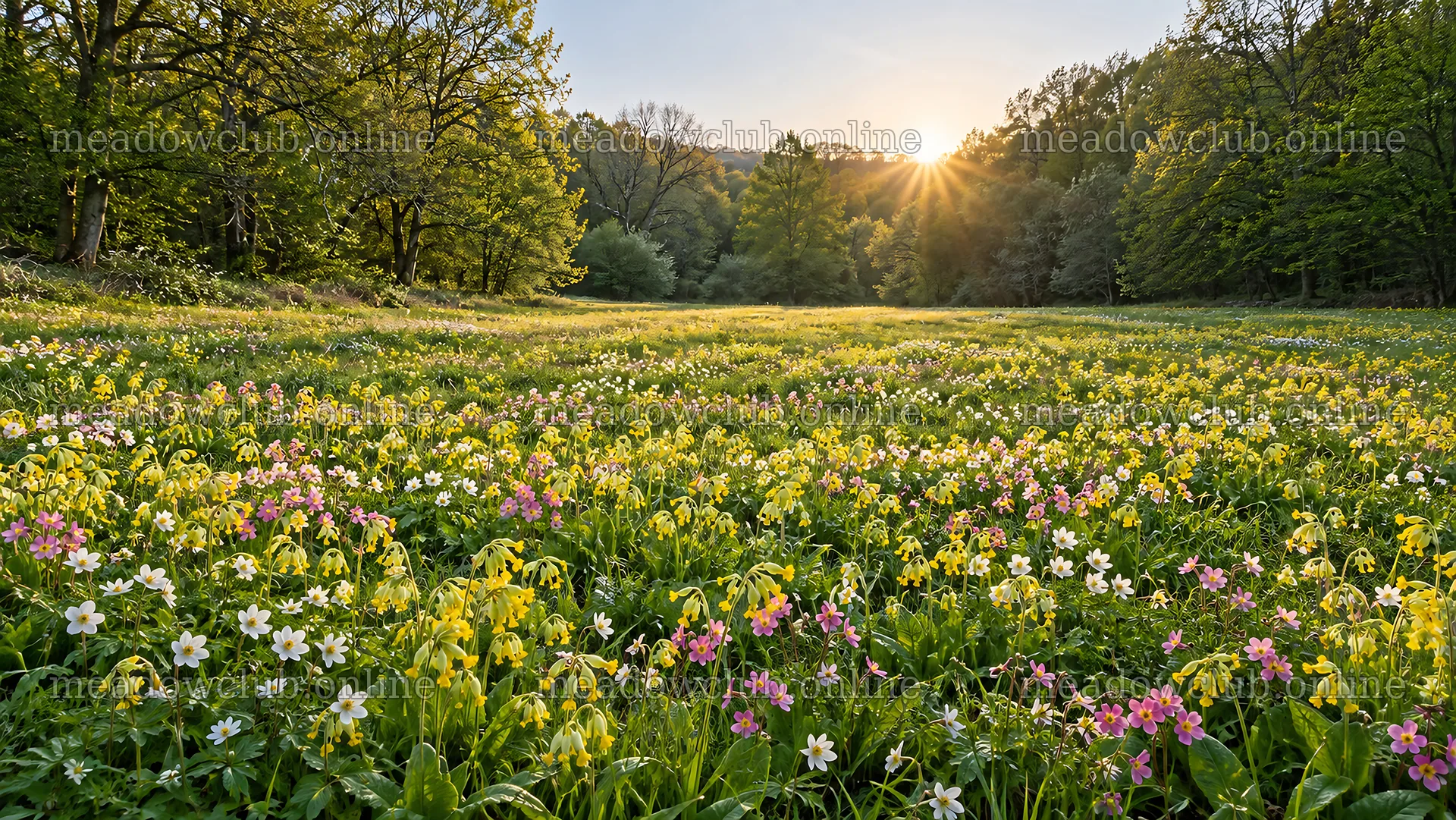 Rim-Lit Wildflowers in a Forest Clearing – meadow photos 10324x5812
