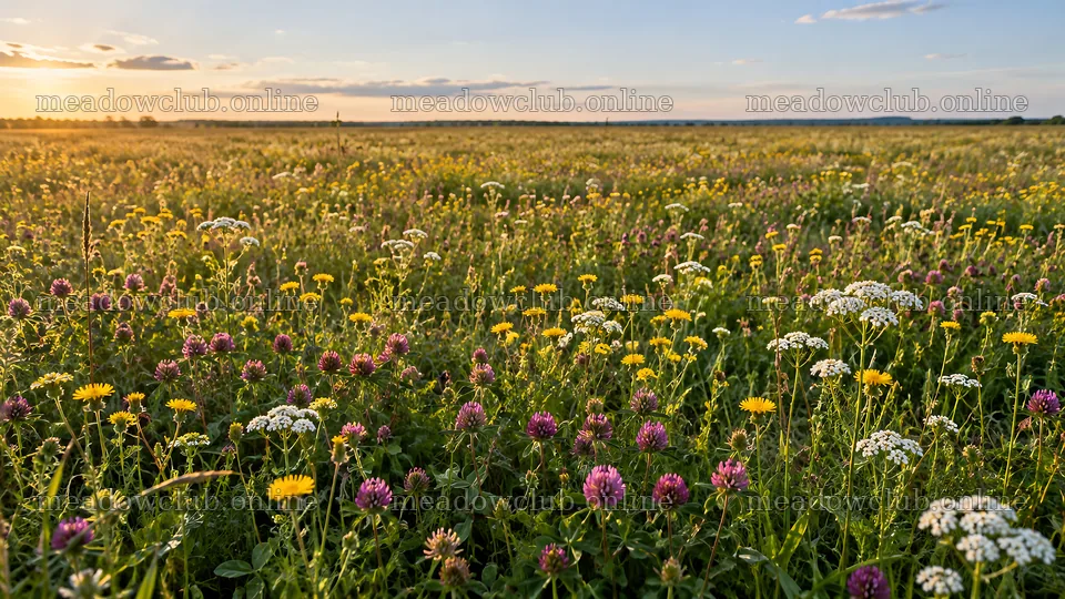 Wildflower Meadow in Warm Evening Light – meadow photos 10324x5812